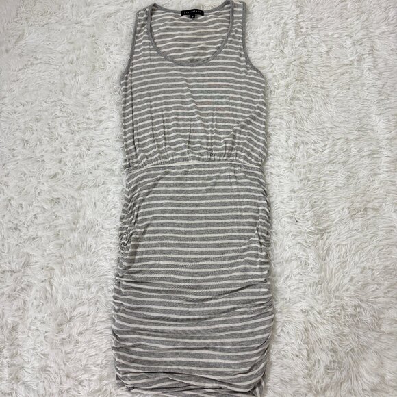 GIBSON Ruched Side Tank Dress Striped Gray Size XS EUC - Picture 9 of 9